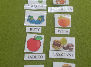 Bingo wyrazowe - zabawa z kartami migawkowymi.