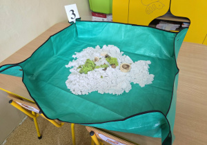 Dzieci przy stanowiskach paleontologicznych.